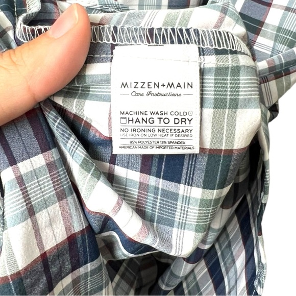 Mizzen + Main Leeward Medium Trim Fit Long Sleeve Stretch Button Up Shirt Plaid - Picture 4 of 5